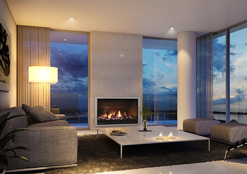 Stylish living room with a gas fireplace providing warmth and ambiance.