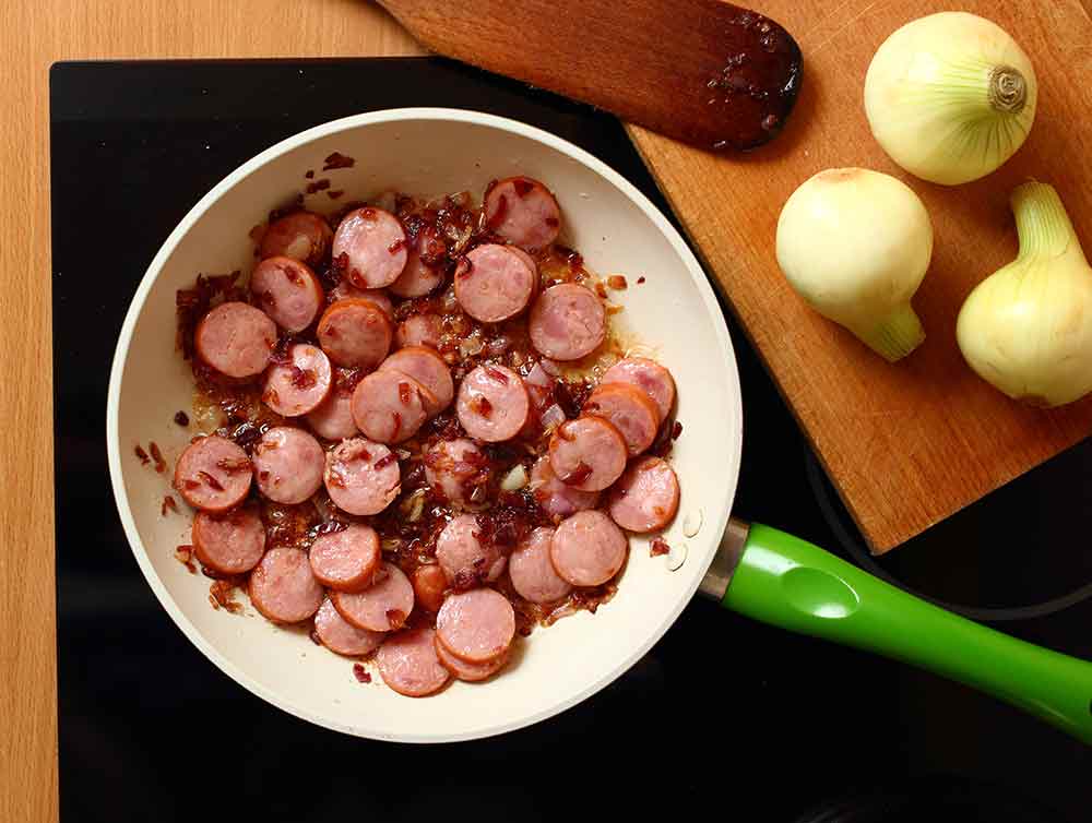 Frying Sliced Sausage